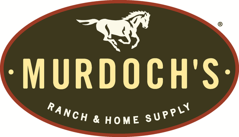 Logo of Murdoch's Ranch & Home Supply with a horse illustration on a brown background