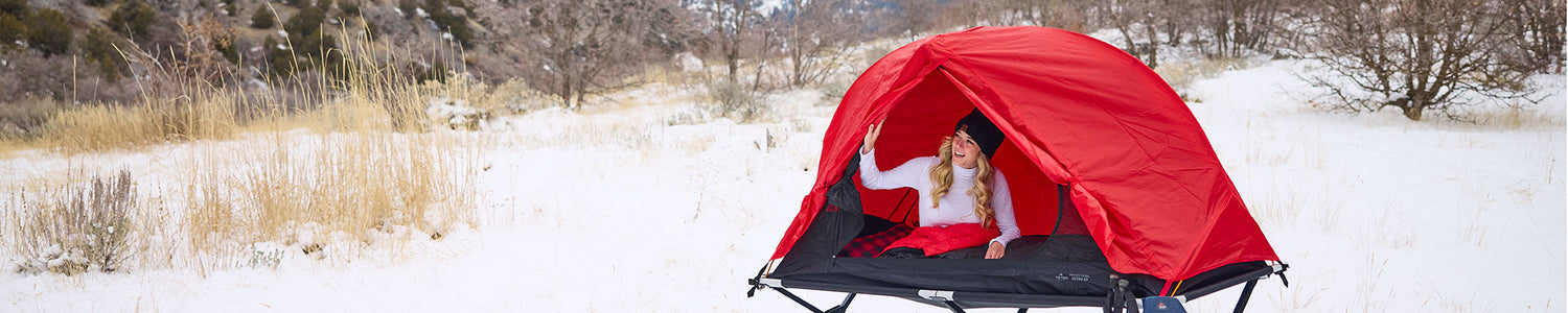 Rainfly being used in the snow