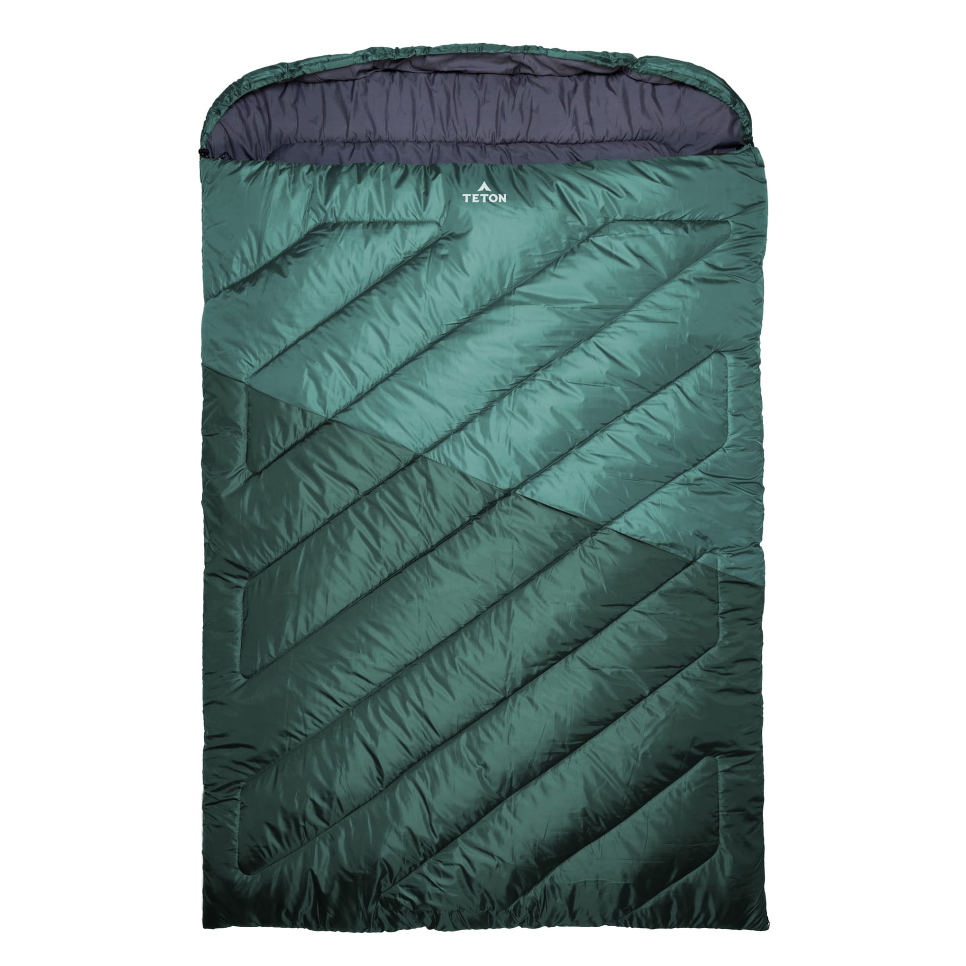 Celsius Mammoth in Lagoon sleeping bag with Teton brand on a white background