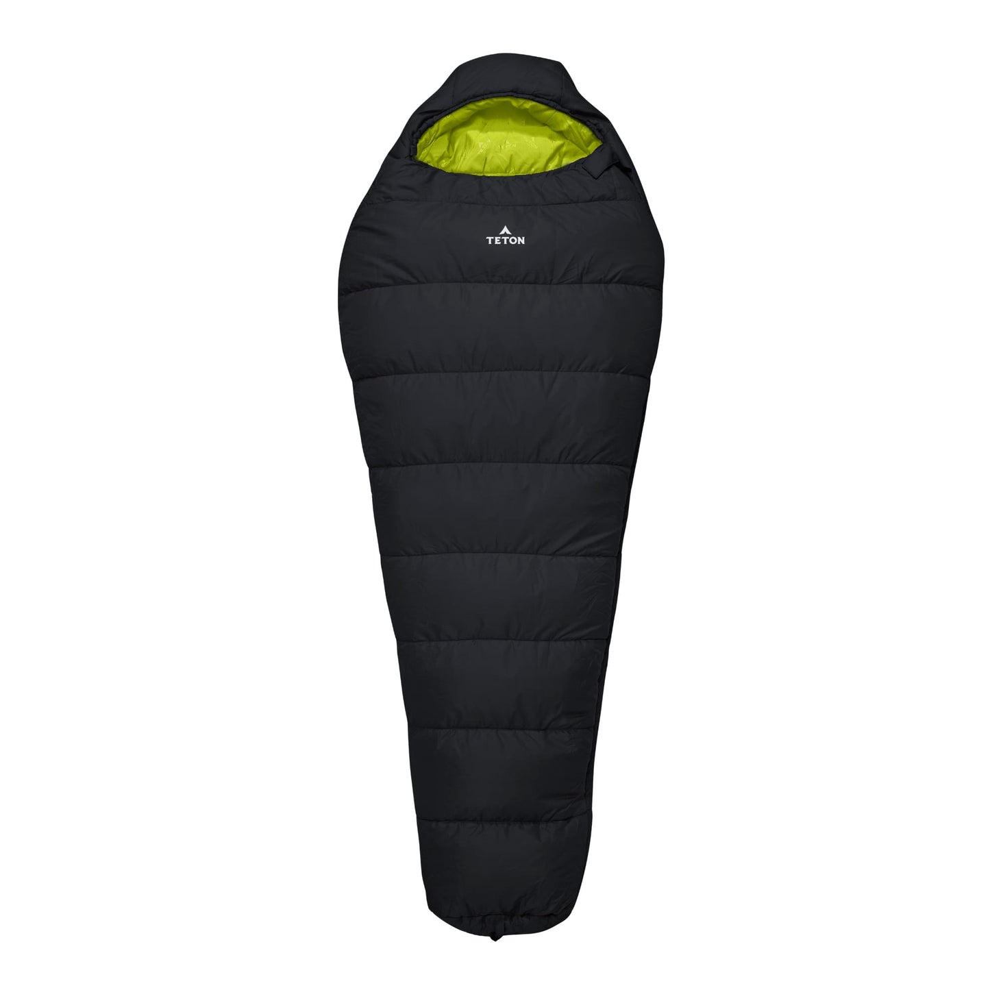 Leef Mummy Sleeping Bag in Black & Sage with Teton brand logo on a white background