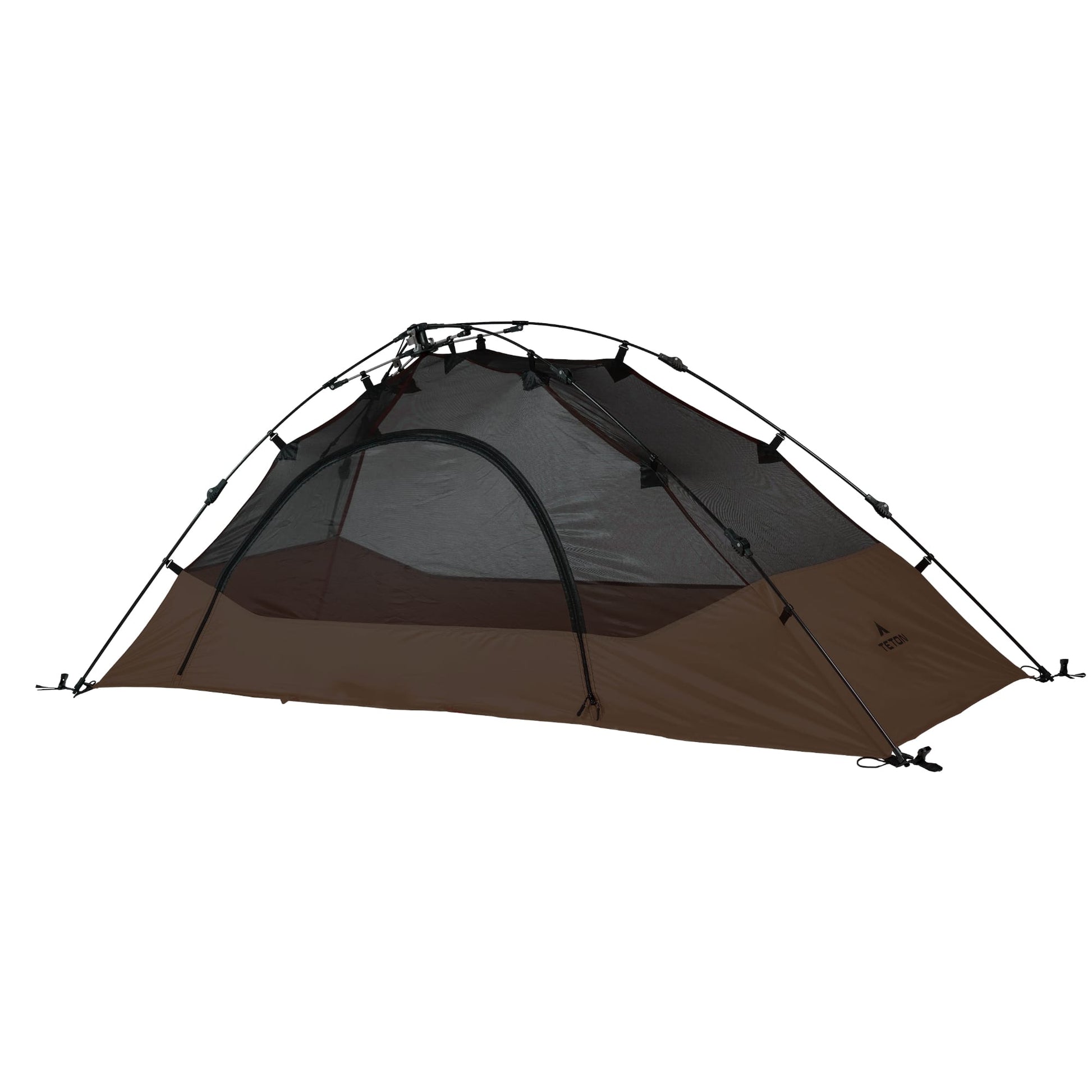1 person Brown mesh dome tent on a white background