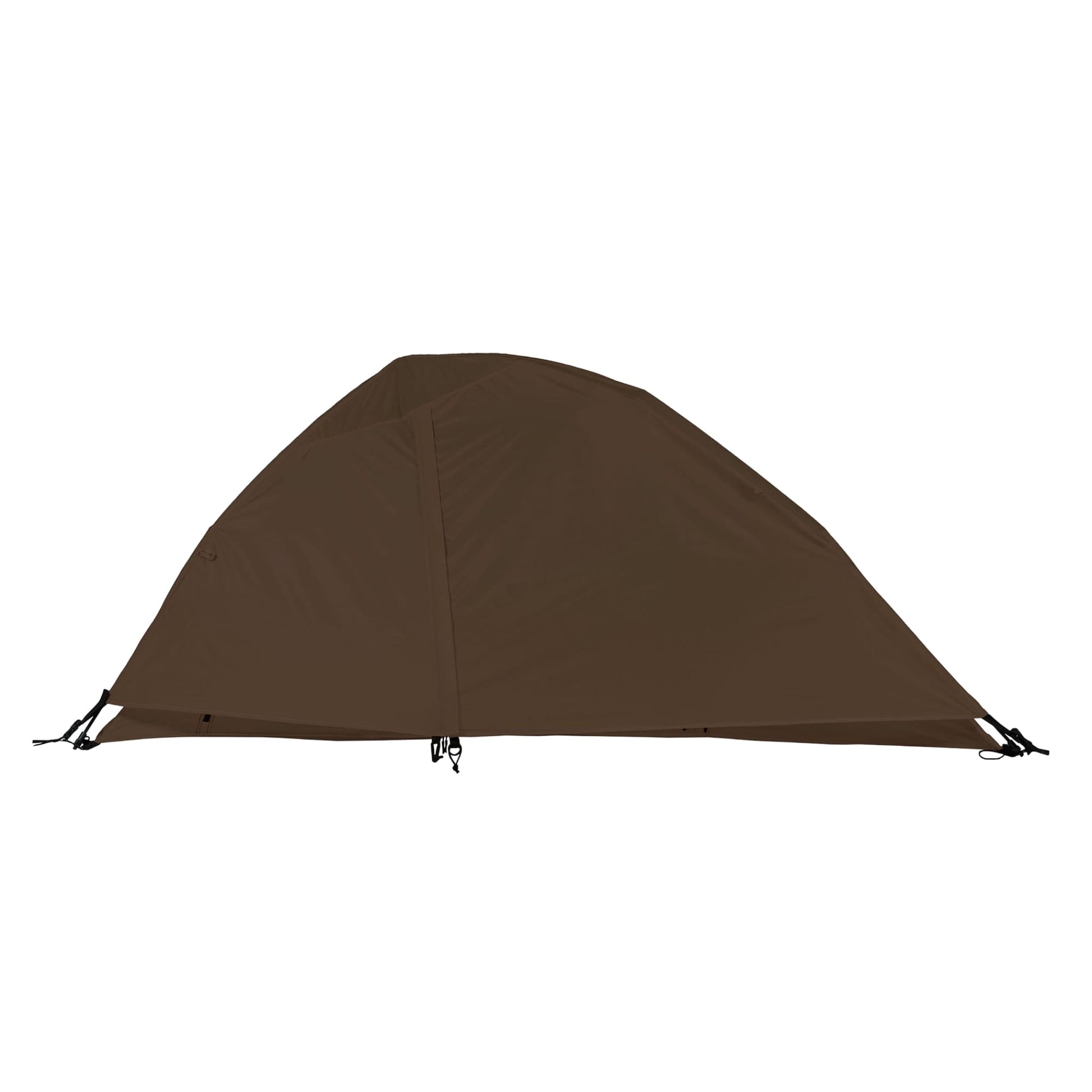 1 person Brown tent on a white background