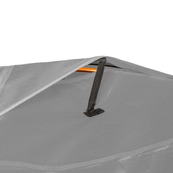 Open flap in a tent for airflow.