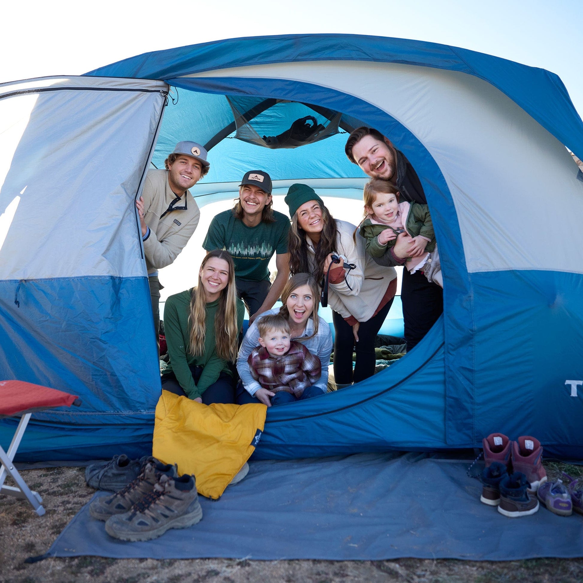 8 People inside the hacienda tent