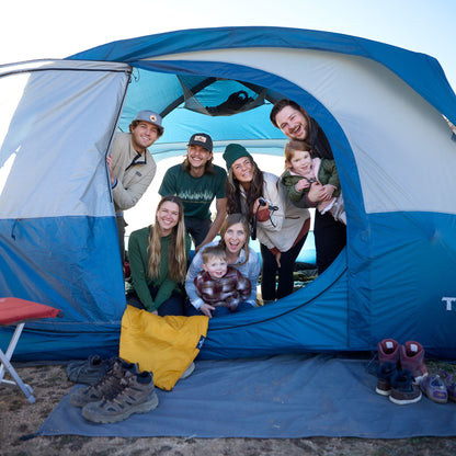 8 People inside the hacienda tent