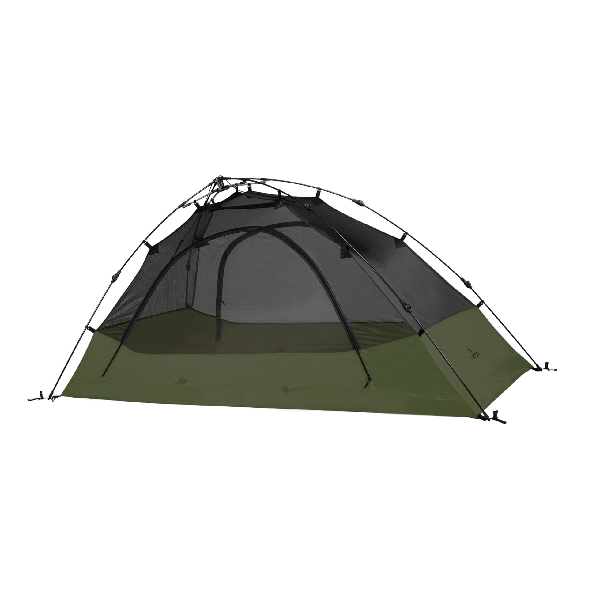 2 person green mesh dome tent on a white background