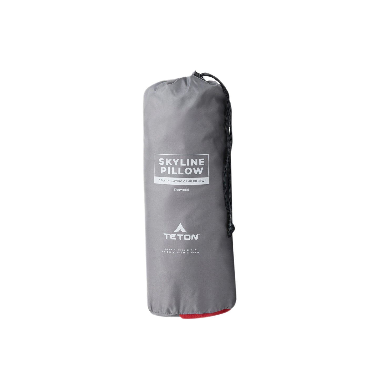 Gray Skyline Pillow stuff sack with Teton brand logo on a white background