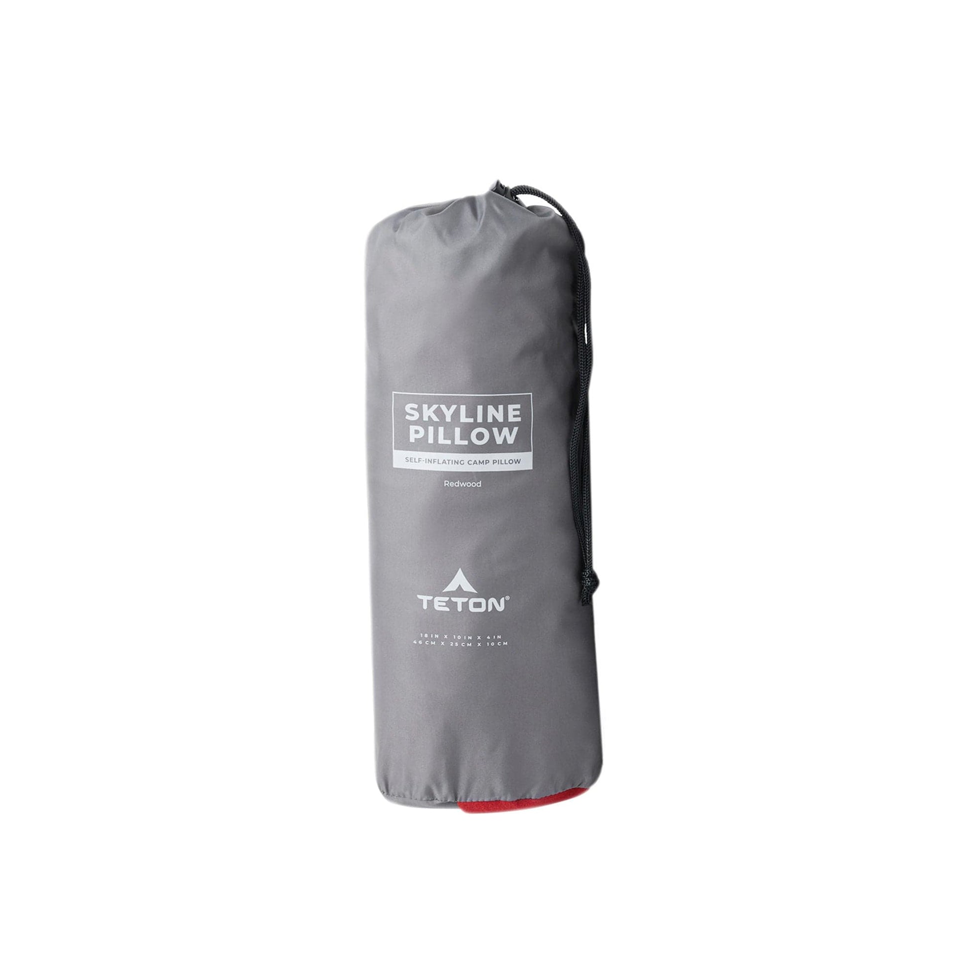 Gray Skyline Pillow stuff sack with Teton brand logo on a white background
