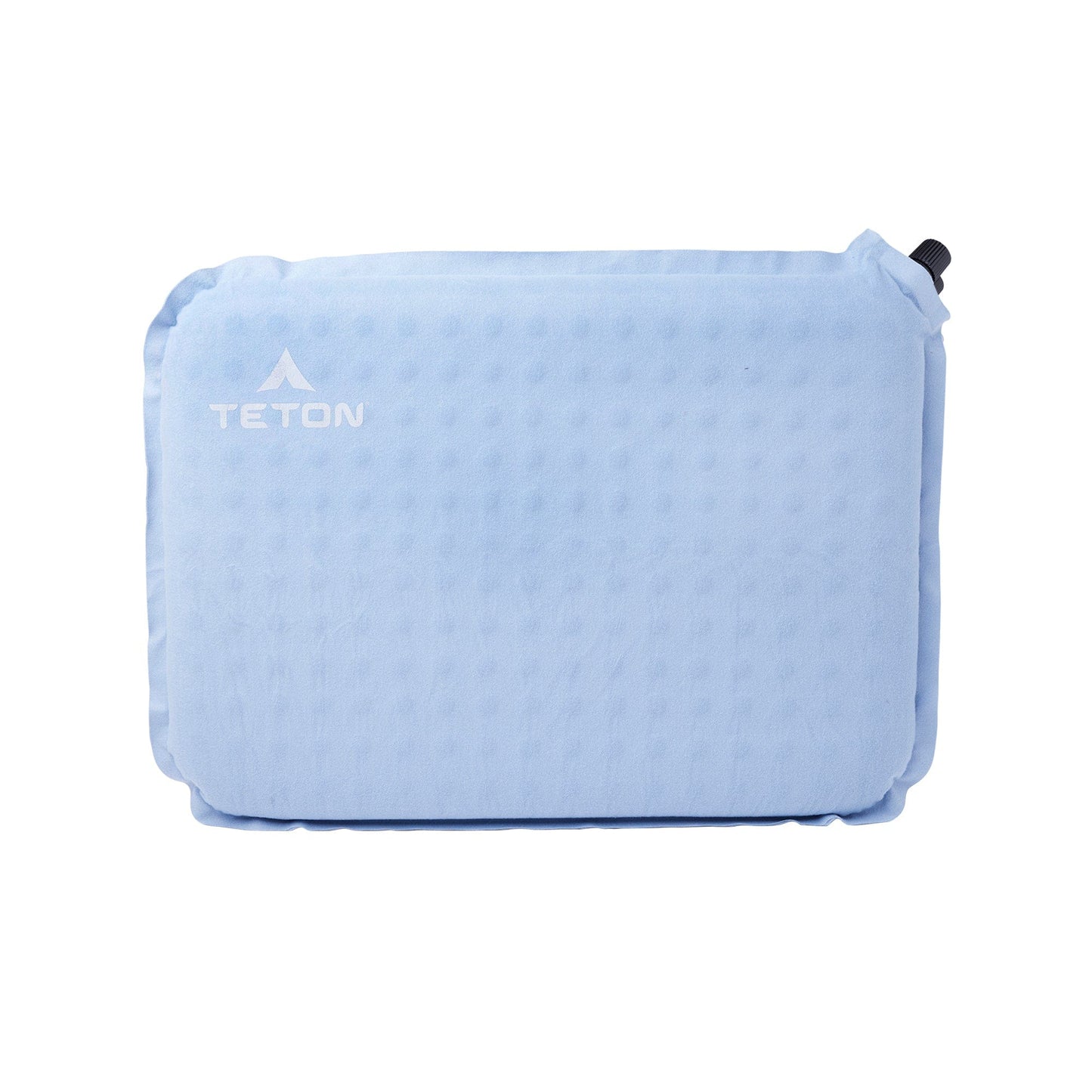 Blue inflatable seat cushion with TETON logo on a white background