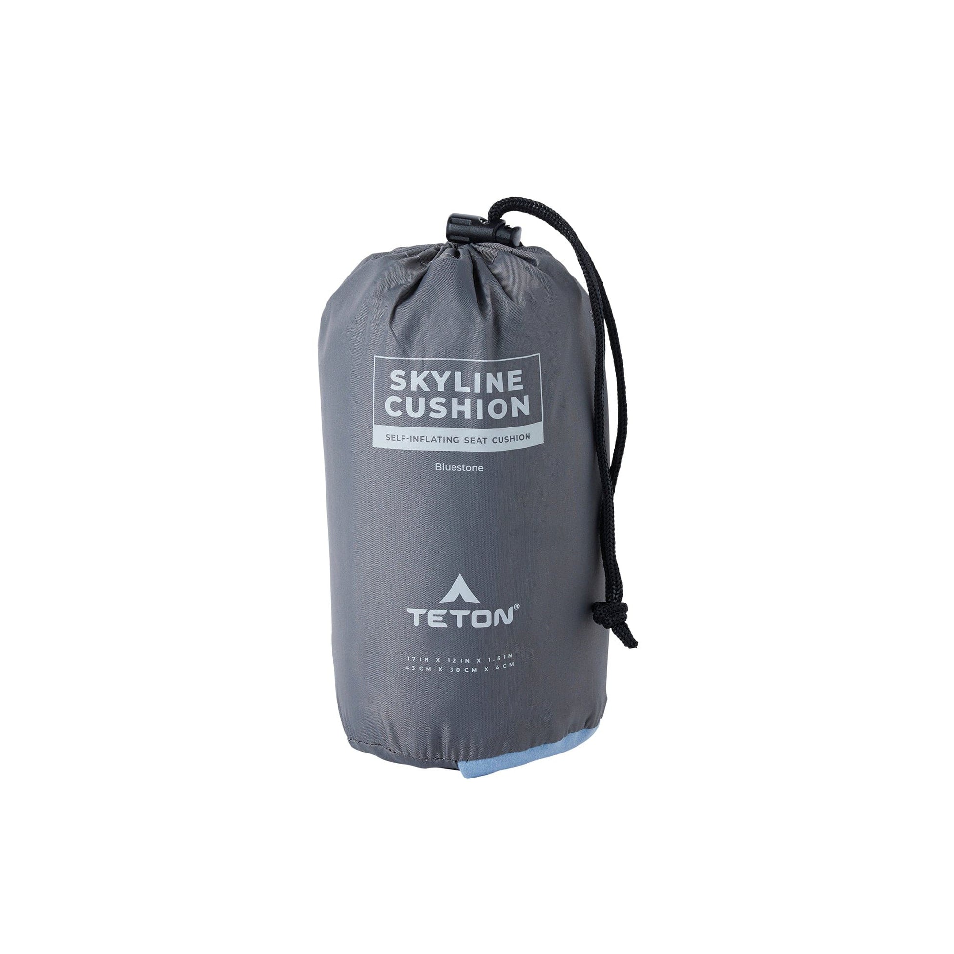 Gray Skyline cushion stuff sack with Teton brand logo on a white background