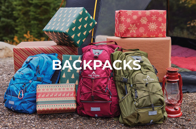 Oasis backpacks in a midst of holiday gifts. 