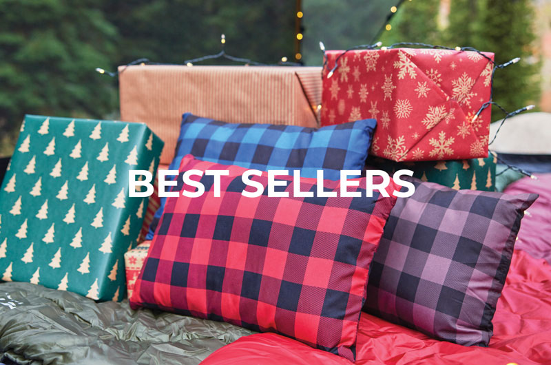 TETON Sports camp pillows in a midst of holiday gifts. 