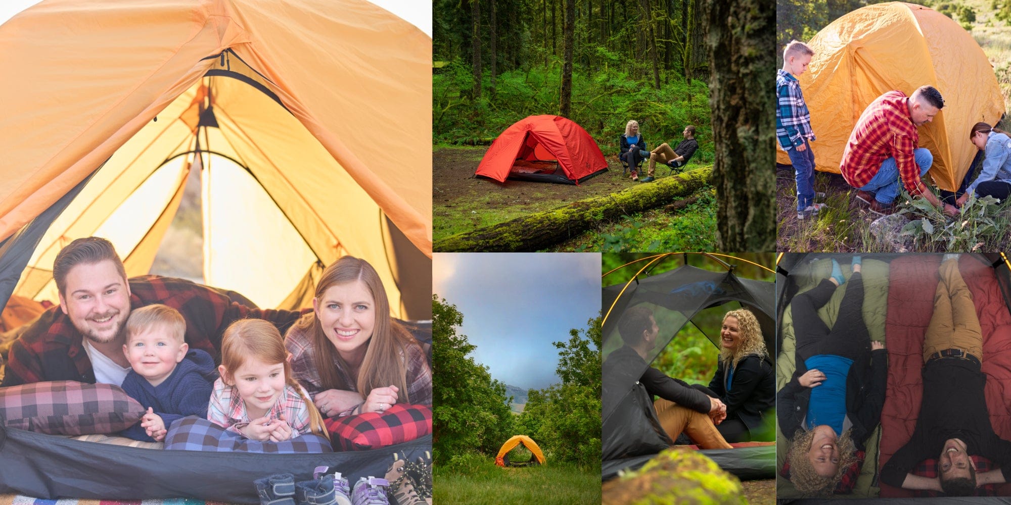 A collage of the mountain ultra tent enjoyed by different people.