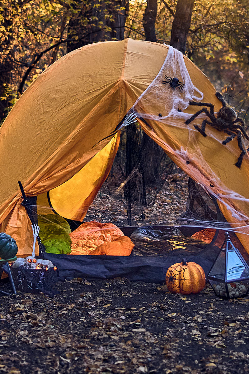 mountain ultra tent decorated for Halloween